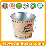Tin Pail and Metal Bucket with Wooden Handle for Pizza